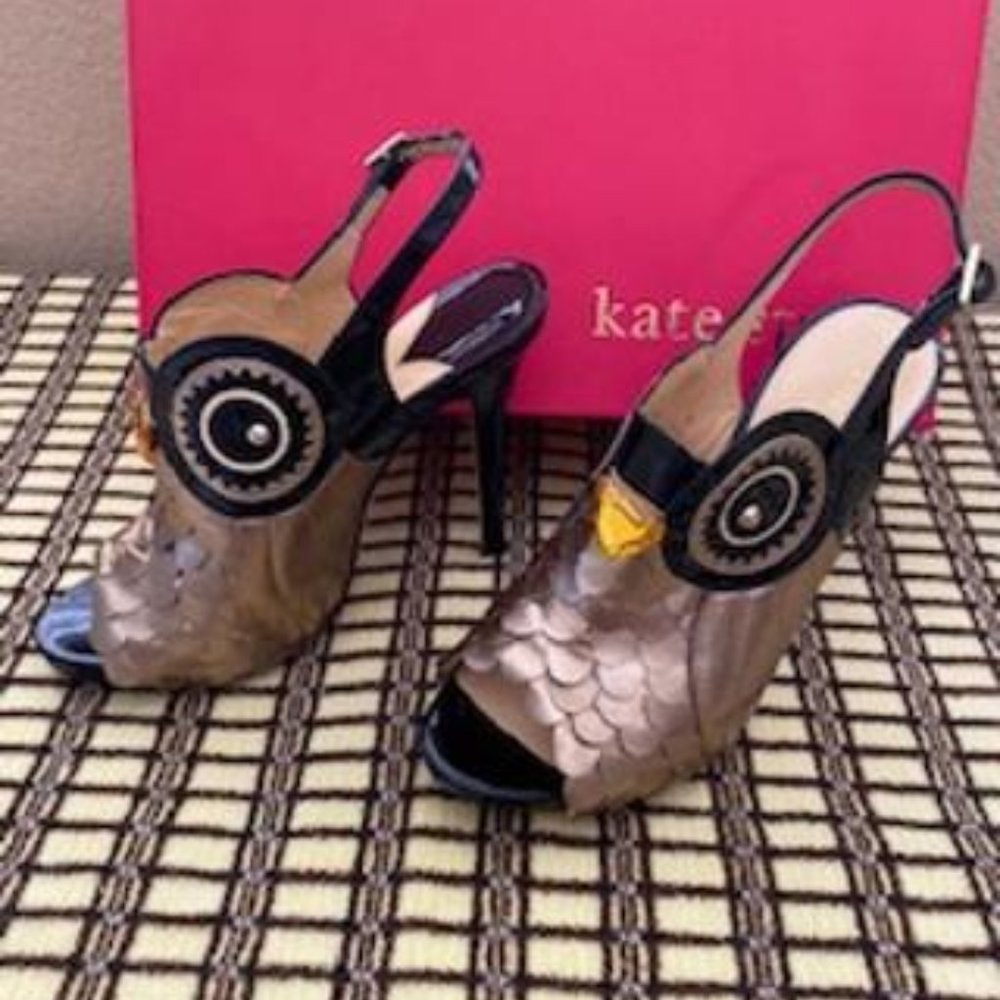 Kate Spade Multi-Color Owl Design Open Toe Heels - image 4